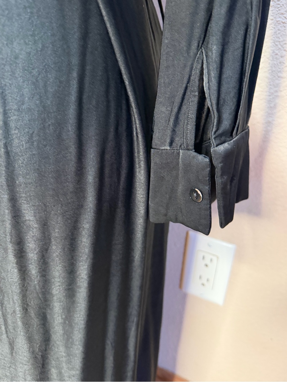 L'AGENCE Elegant Black Collared Maxi Shirt Dress with Waist Tie Sz. S - Picture 5 of 6